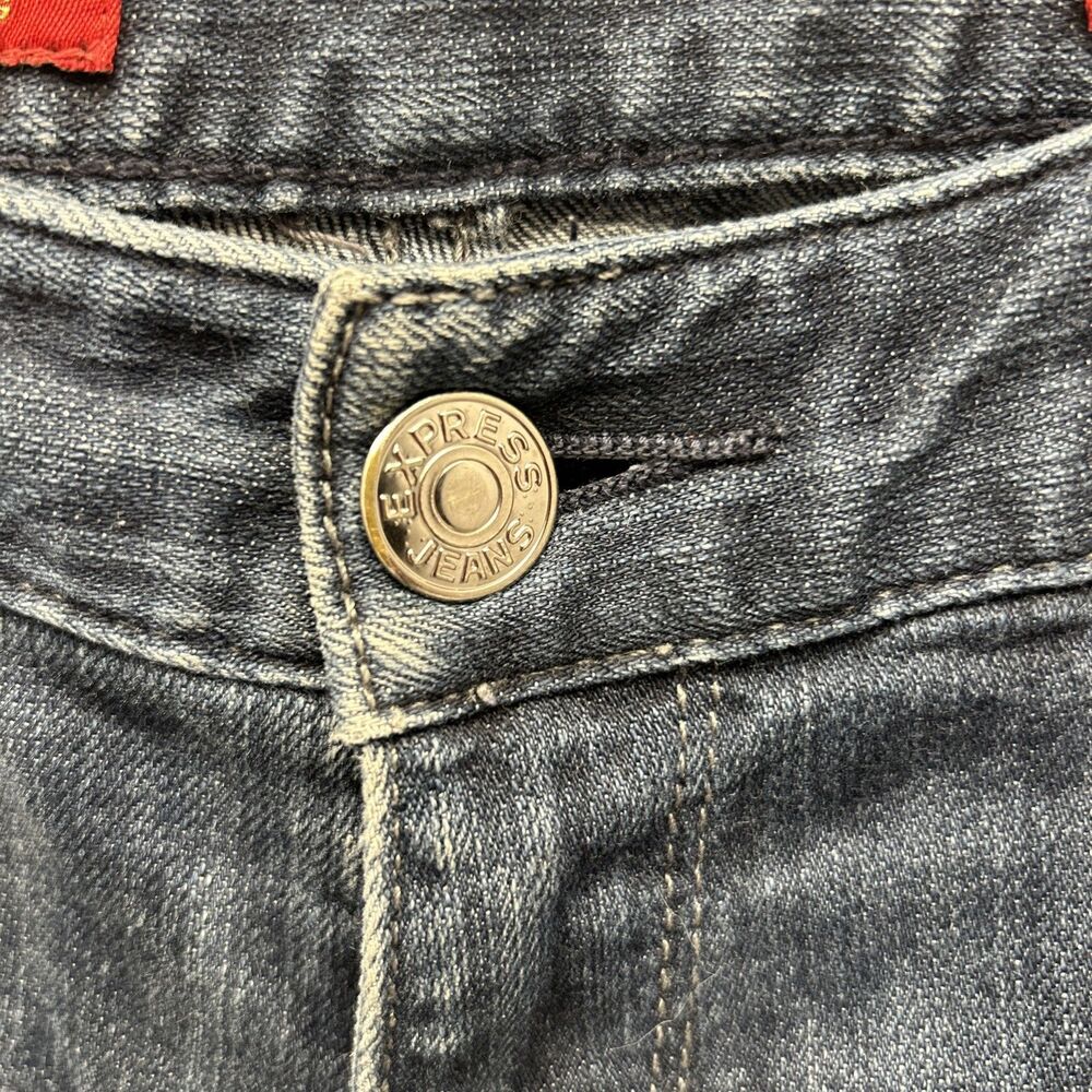 Express Stella Bootcut Jeans Women Sz 4 L Mid Rise Blue Stretch Dark Wash - Picture 10 of 12